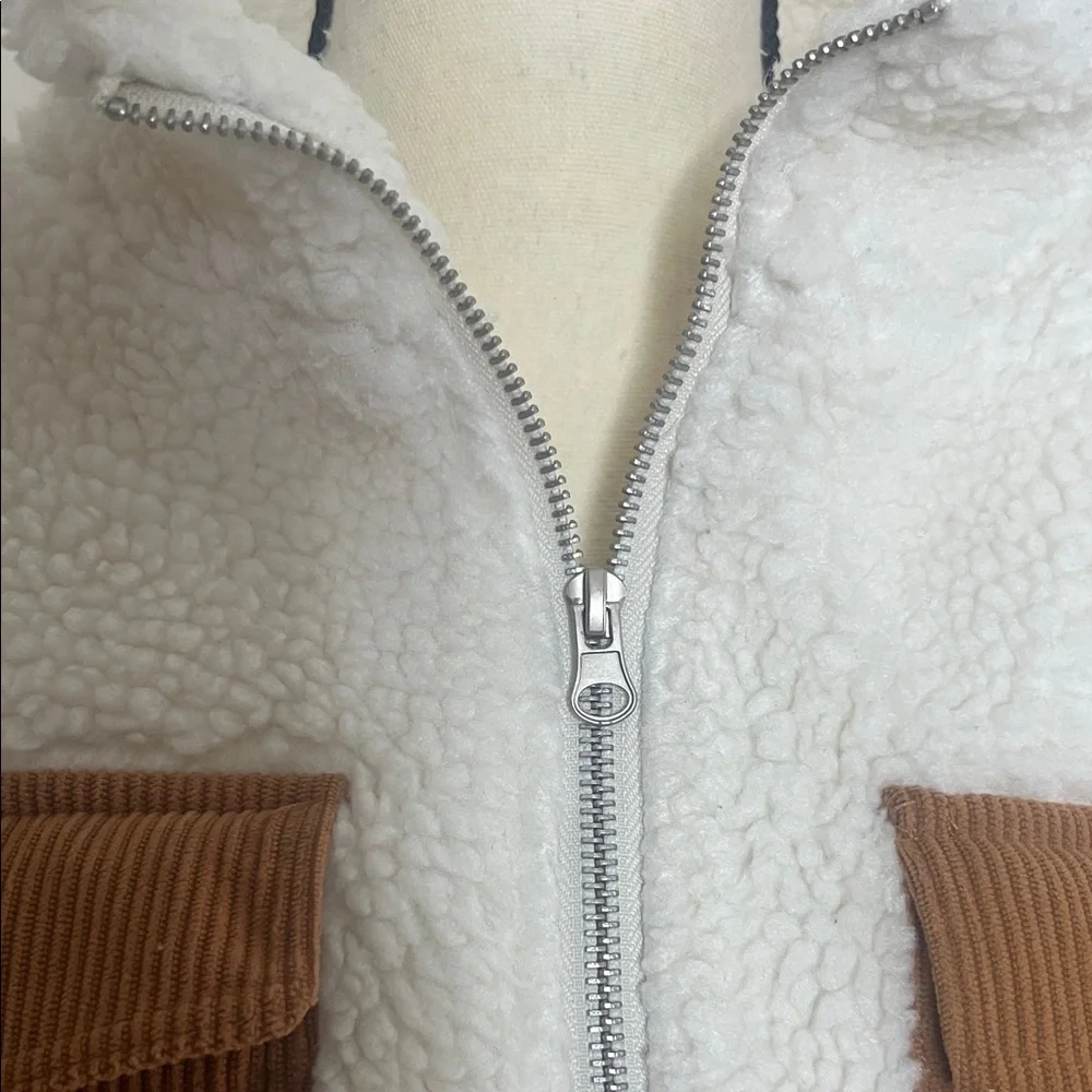 EUC Cozy White and Brown Teddy Jacket - Picture 6 of 11
